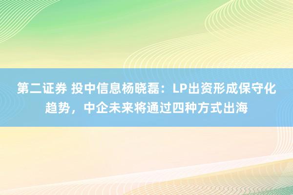 第二证券 投中信息杨晓磊：LP出资形成保守化趋势，中企未来将通过四种方式出海